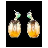 DESIGNER JAY KING STERLING MONTANA AGATE EARRINGS;