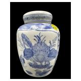 BLUE AND WHITE ORIENTAL GINGER JAR
