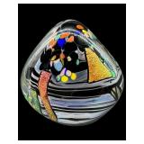LARGE ROLLIN KARG ART GLASS PAPERWEIGHT