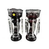 2 ANTIQUE BOHEMIAN RUBY CUT TO CLEAR MANTLE