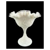 FENTON SILVER CREST SPANISH LACE WHITE MILK GLASS