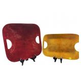 2 PC LOT ALUMINUM 2 HANDLED TRAYS