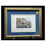 CITY STREET SCENE LITHOGRAPH IN FRAME