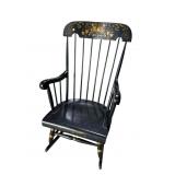 NICHOLS AND STONE PAINT DECORATED EBONIZED ROCKER