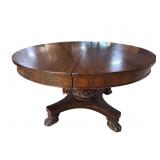 54 IN ROUND FLAME MAHOGANY ACANTHUS CARVED