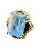 PLATINUM NATURAL AQUAMARINE & DIAMOND RING