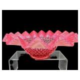 FENTON CRANBERRY OPALESCENT HOBNAIL BOWL
