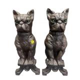 ANTIQUE CAST IRON BULL DOG GLASS EYES ANDIRONS
