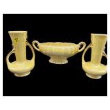 3 PC OF 24K GOLD PAINTED IRIDIZED YELLOW CERAMIC