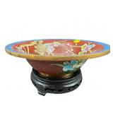 RED CLOISONNE FLORAL BOWL