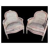 2 LOUIS XV STYLE BARREL BACK CHAIRS