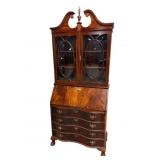 JASPER FLAME MAHOGANY BUBBLE GLASS SECRETARY