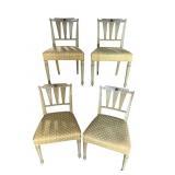4 DUTCH DECORATED ARROW BACK TURNED LEG CHAIRS
