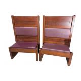 2 LEATHER MAHOGANY HIGH BACK BENCHES