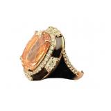 14K NATURAL MORGANITE AND DIAMOND RING