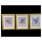 LOT OF 3 GRAPE WINE DECOR PRINTS