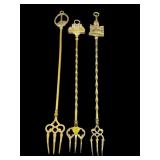 LOT OF 3 ORNATE ENGLISH BRASS DECORATIVE ROASTING