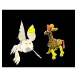 2 PC LOT OF HANDMADE METAL & WIRE ANIMAL