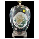 LARGE ORIENTAL PORCELAIN FLORAL TABLE LAMP ON