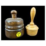 2 PC LOT OF VINTAGE WOODEN BUTTER MOLDS