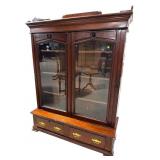 WALNUT VICTORIAN 2 DOOR BOOKCASE