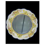 16 IN HAND PAINTED CERAMIC FLORAL MIRROR