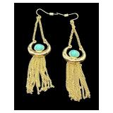 DESIGNER RJ GRAZIANO TURQUOISE DANGLE EARRINGS;