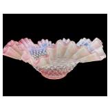 FENTON CRANBERRY OPALESCENT HOBNAIL BOWL