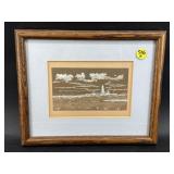 SIGNED A/E WATERCOLOR LIGHTHOUSE SCENE