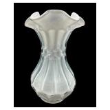FENTON FLUTE AND DOT PERIWINKLE CASED RUFFLED VASE