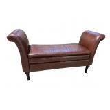 HIGH ARMED LEATHER BENCH