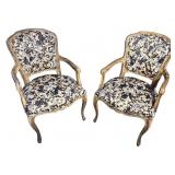 2 ITALIAN DISTRESSED FINISHED OPEN ARM CHAIRS