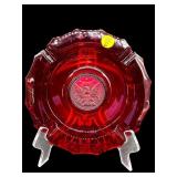 LARGE FOSTORIA RED COIN CADMIUM GLOW ASHTRAY