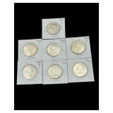 LOT OF 7 -40 PERCENT SILVER HALF DOLLARS