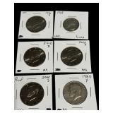 LOT OF 5 BU & PROOF KENNEDY HALF DOLLARS 1 QUARTER