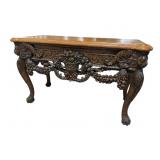 MAITLAND SMITH LION HEAD LEATHER TOP CONSOLE TABLE
