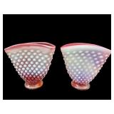 FENTON CRANBERRY OPALESCENT HOBNAIL FAN VASE 2