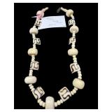 AFRICAN BONE AND WOOD BEAD NECKLACE