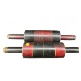 PR OF WOOD CARVED ROLLING PINS