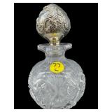 LARGE ANTIQUE CUT CRYSTAL & GORHAM STERLING TOP