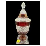 SMALL VINTAGE RUBY FLASH COVERED URN