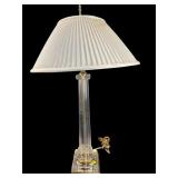 CRYSTAL AND BRASS COLUMN TABLE LAMP