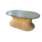 TWIG ART GLASS TOP OVAL COFFEE TABLE