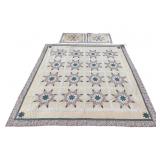 83x82 IN 3 PC MACHINE MADE STAR PATTERN QUILT &