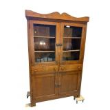 OVERSIZED ANTIQUE OAK FLAT WALL CUPBOARD