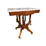 WALNUT VICTORIAN MARBLE TOP TABLE