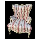 FRENCH DECORATED TUFTED BACK WINGBACK CHAIR