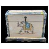 EXTRA LARGE HAND PAINTED ELEPHANT WOODEN TRUNK