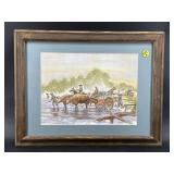 TWO OX PULLING CART FRAMED PRINT