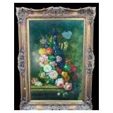 ORNATE FLORAL STILL LIFE OIL ON CANVAS